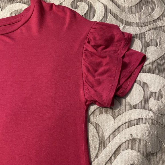 Girls Wonderly T-Shirt Dress Size Large Dark Pink Knee Length Comfy Short Sleeve - Picture 5 of 6